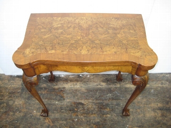 Antique George II Style Burr Walnut Foldover Games Table