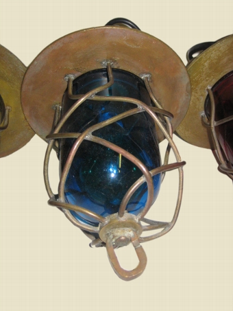 Antique Set of 3 Ships Navigation Lanterns