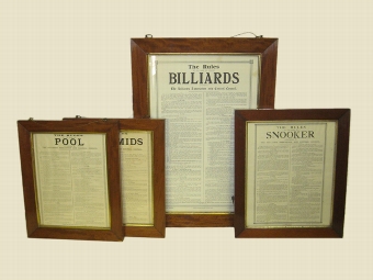 Framed Rules of Billiards, Snooker, Pool and Pyramids