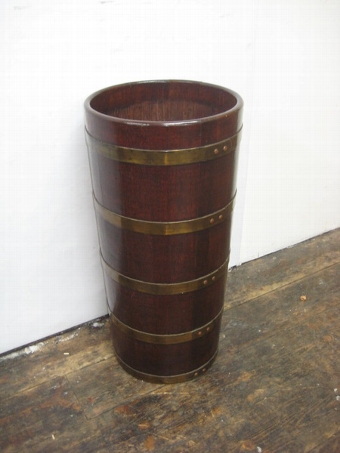 Stained Teak and Brass Band Stick Stand