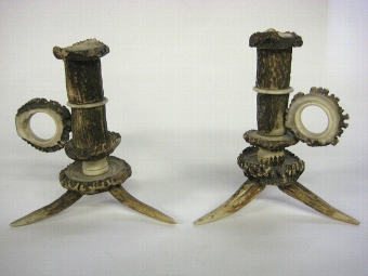 Antique Pair of Zoomorphic Candlesticks