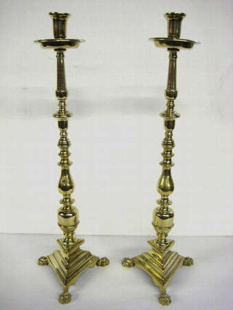 Pair of Large Brass Candlesticks