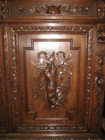 Antique Flemish Carved Oak Cabinet Bookcase