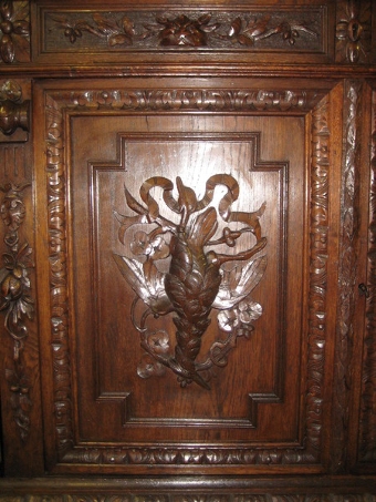 Antique Flemish Carved Oak Cabinet Bookcase