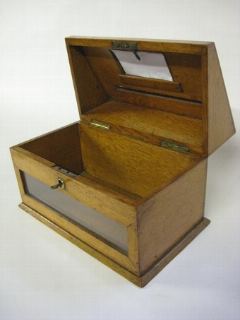 Antique Victorian Oak Tabletop Letterbox