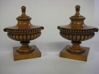 Pair of Satinwood Carved Finials
