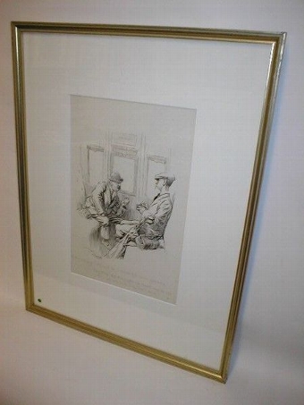 Framed Golfing Sketch by Frank Reynolds