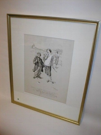 Framed Golfing Sketch by Frank Reynolds