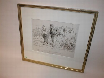 Framed Golfing Sketch by Frank Reynolds
