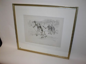 Framed Golfing Sketch by Frank Reynolds