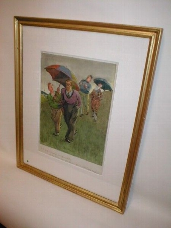 Framed Golfing Watercolour by Frank Reynolds