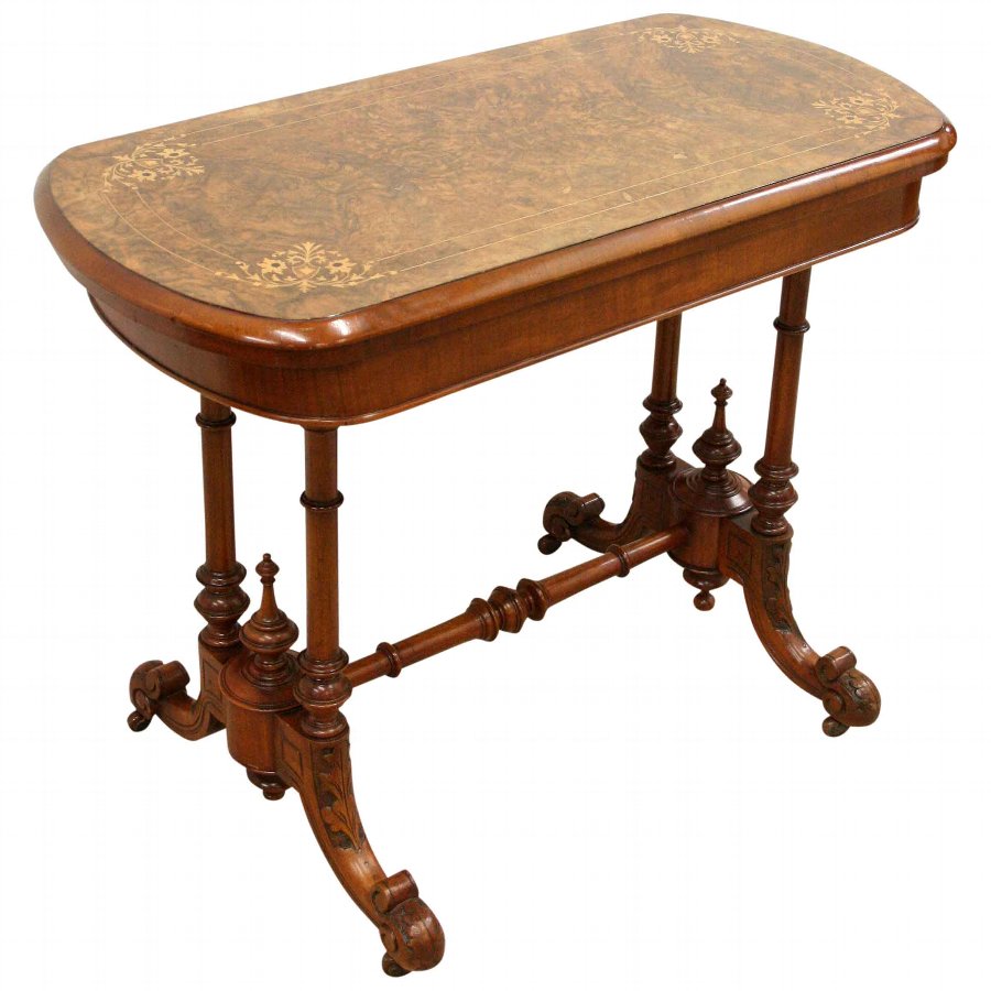 Antique Mid Victorian Burr Walnut Card Table