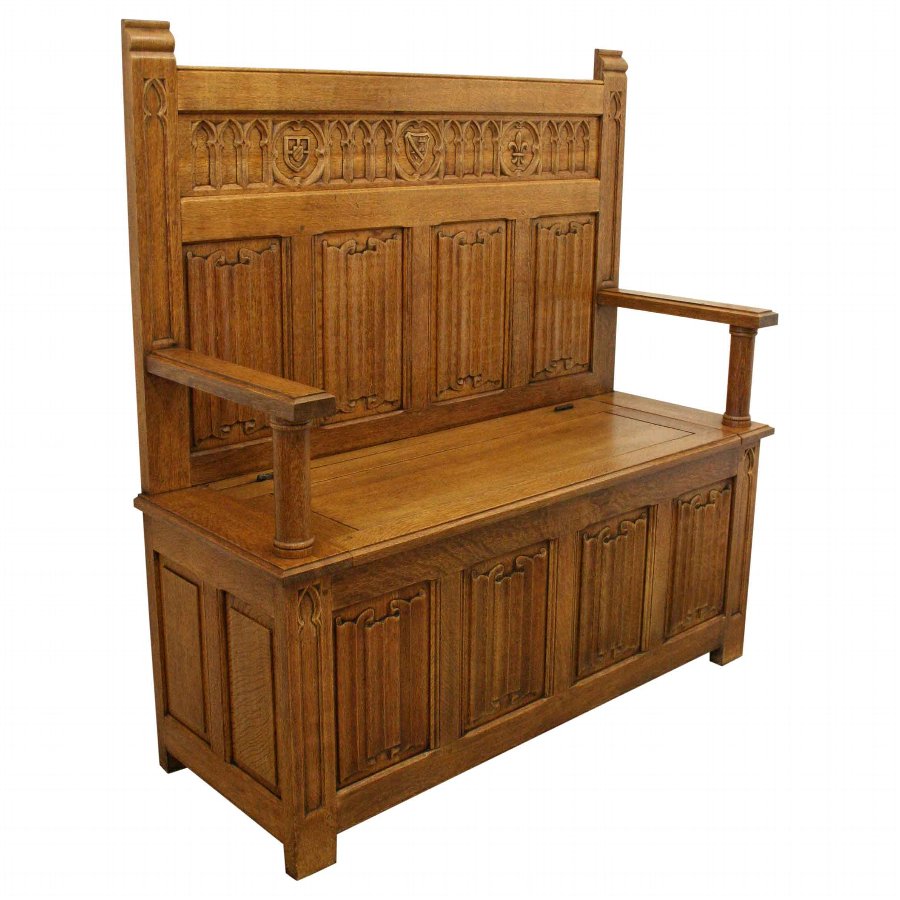 French Oak Hall Bench