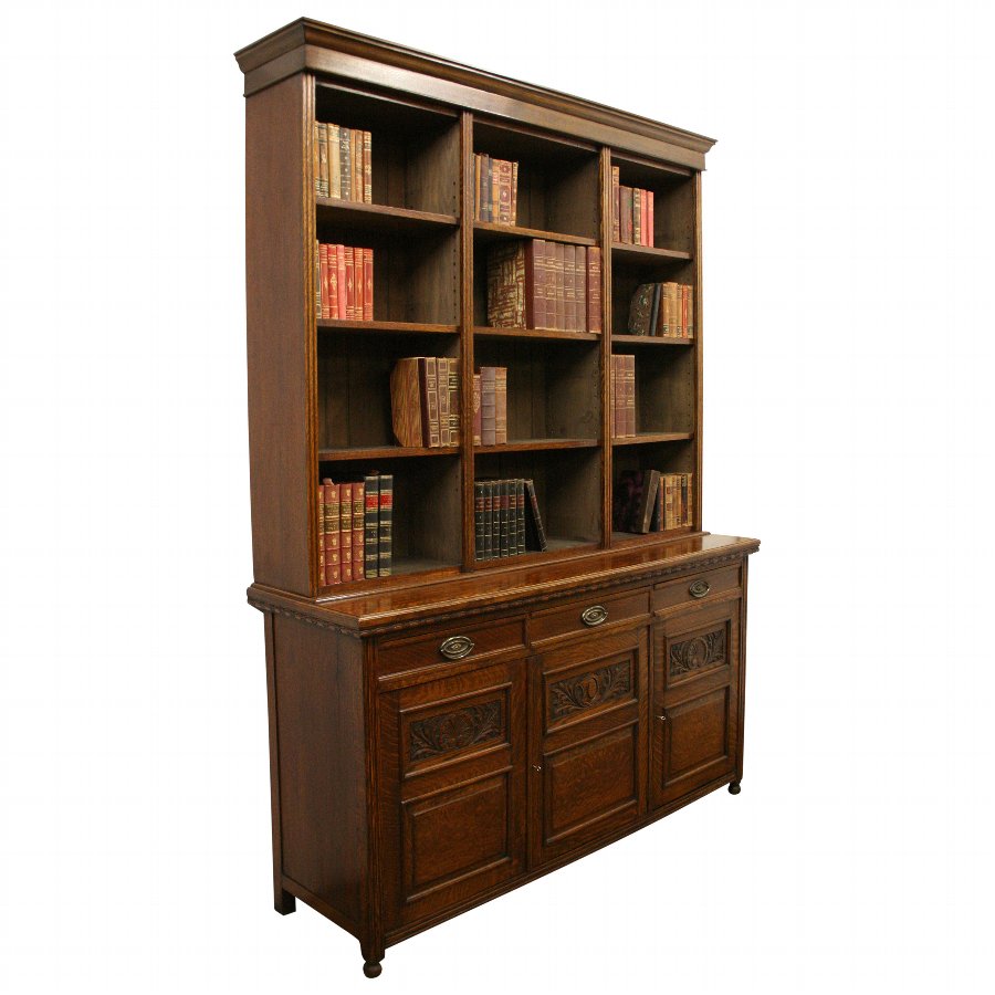 Late Victorian Oak Library Bookcase