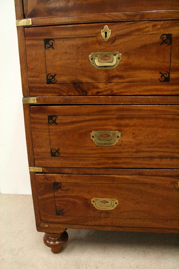 Antique Mid Victorian Camphor Secretaire Military Chest ANTIQUES.CO.UK
