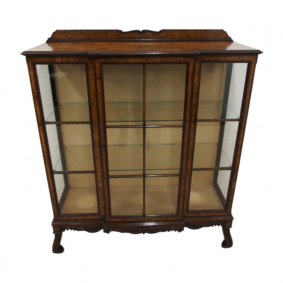 Antique Georgian Style Burr Walnut Display Cabinet Antiques Co Uk