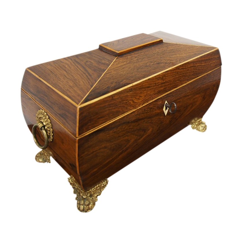 Regency Rosewood and String Inlay Tea Caddy