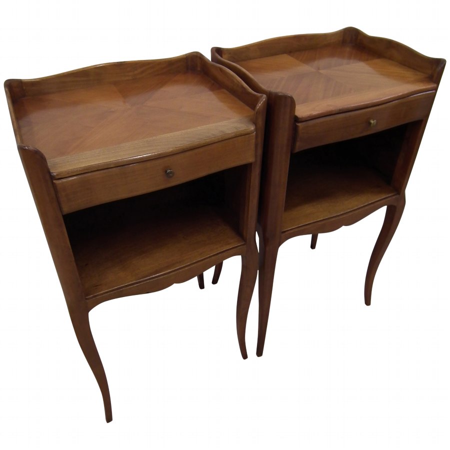 Pair of French Fruit Wood Bedside Cabinets