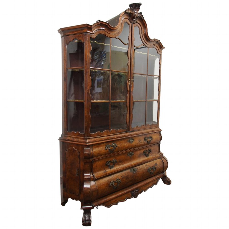 Dutch Walnut Display Cabinet or Cabinet Bookcase