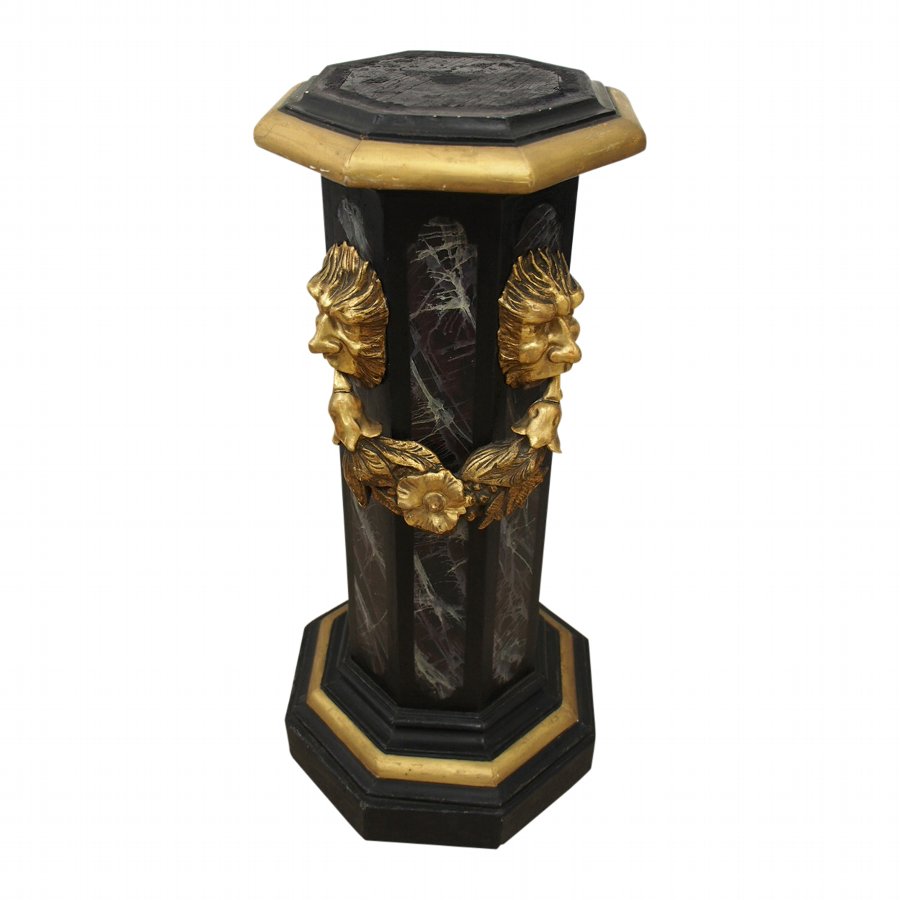 Neoclassical Style Faux Marble and Gilt Stand