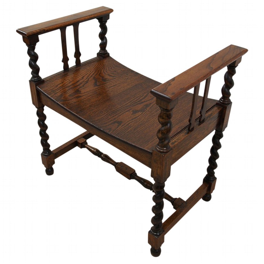Unusual Jacobean Style Oak Stool
