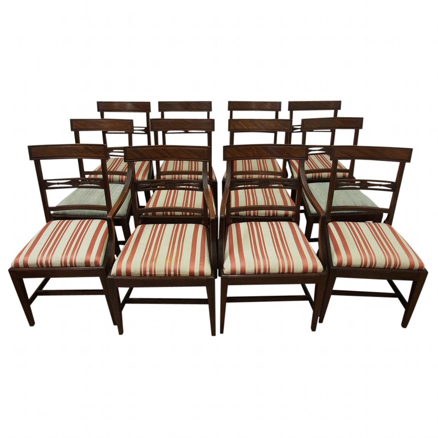 Set of 12 George III Mahogany Dining Chairs