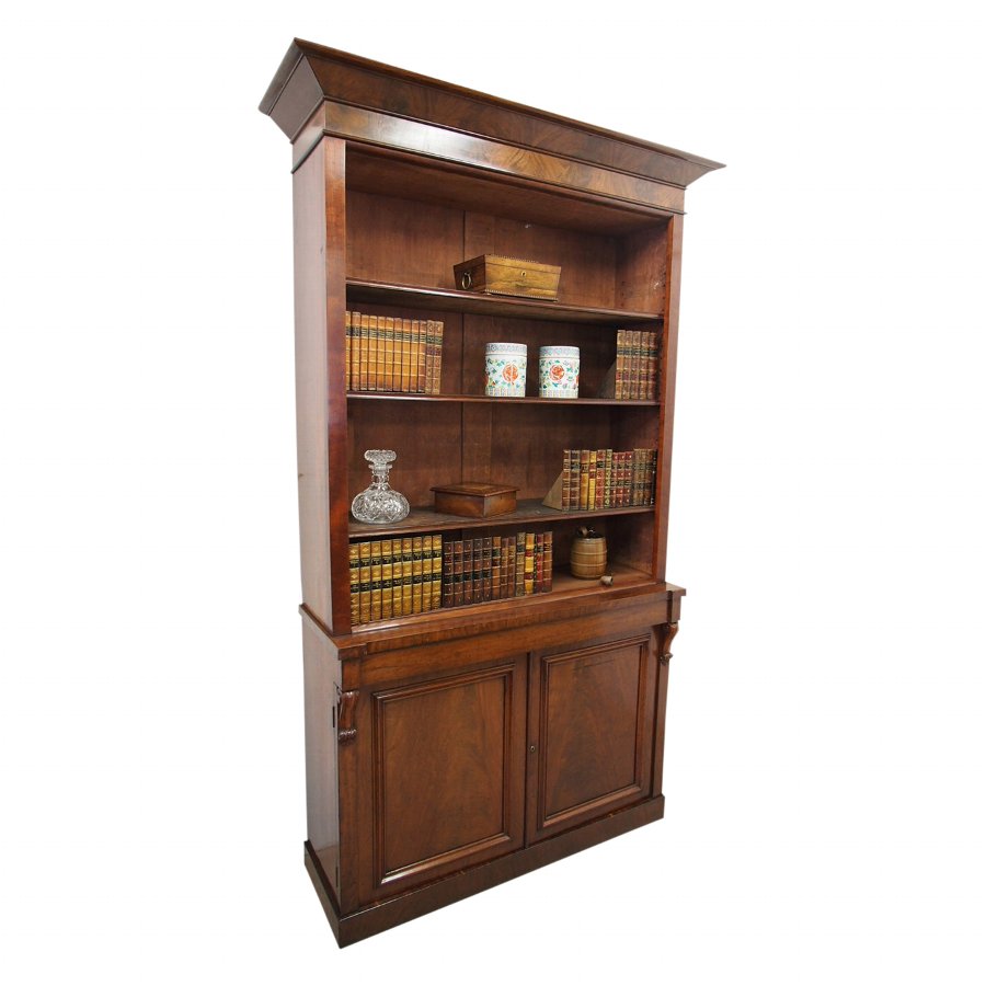 Antique Victorian Mahogany Open Library Bookcase