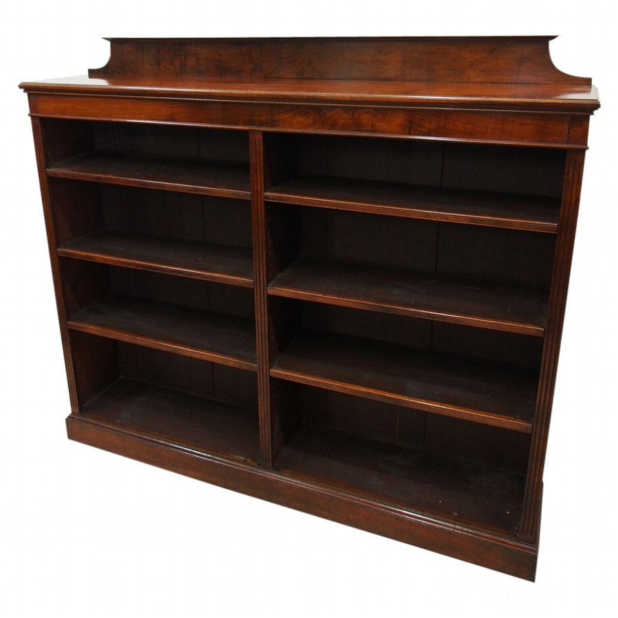 Large Late Victorian Walnut Open Bookcase