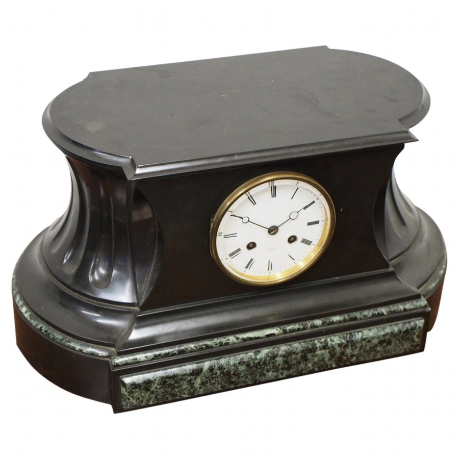 Antique Slate and Green Variegated Marble Mantle Clock
