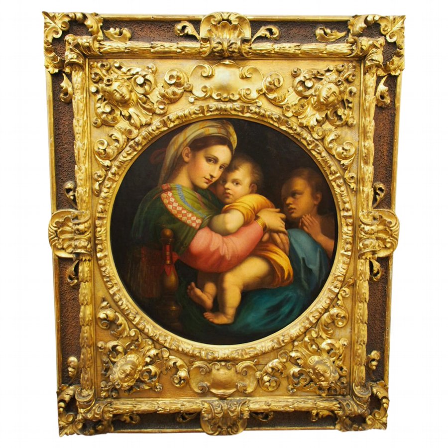 Victorian Copy of Madonna Della Sedia by Raphael