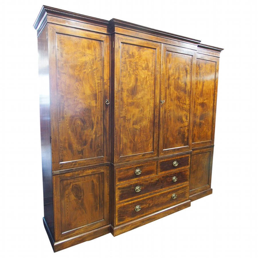 Late George IV Mahogany and Inlaid Wardrobe