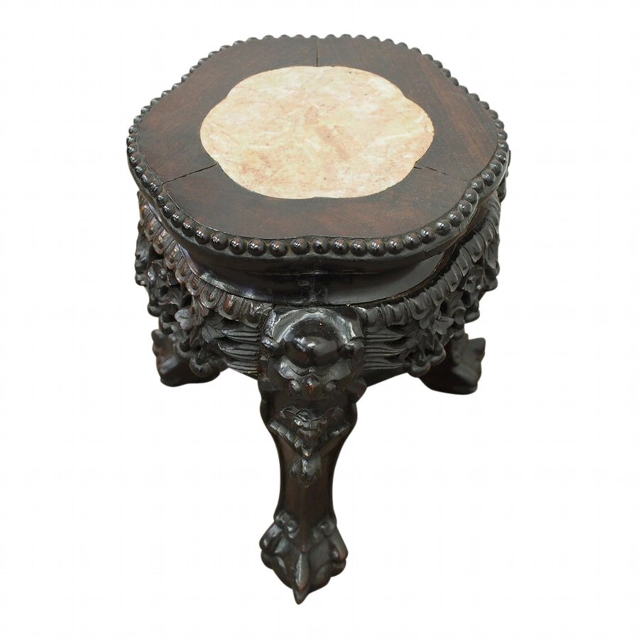 Antique Rosewood And Marble Top Plant Stand | ANTIQUES.CO.UK