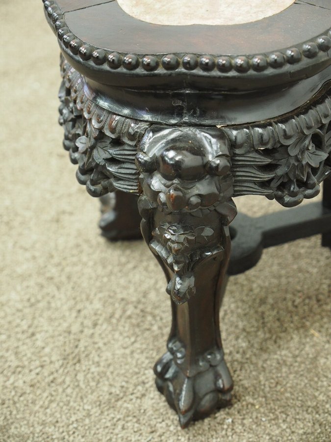 Antique Rosewood And Marble Top Plant Stand | ANTIQUES.CO.UK