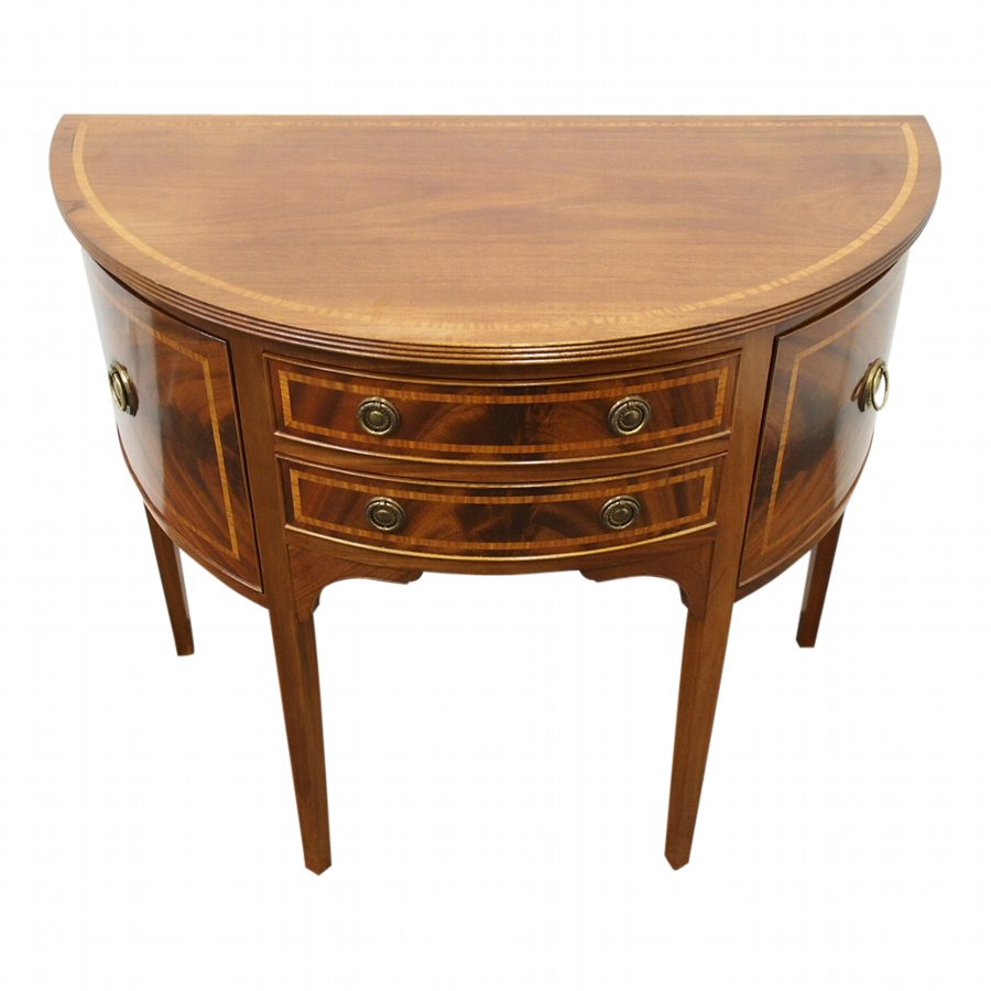 Sheraton Style Inlaid Mahogany Demi-Lune Hall Table