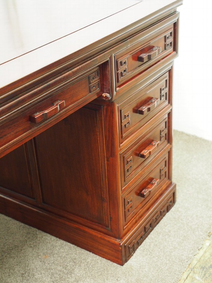 Antique Large Chinese Hardwood Partners Desk | ANTIQUES.CO ...