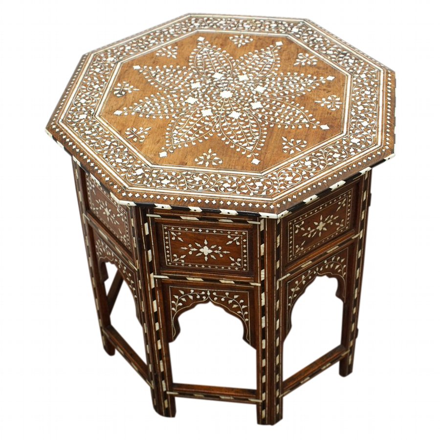 Indian Hardwood and Inlaid Occasional Table