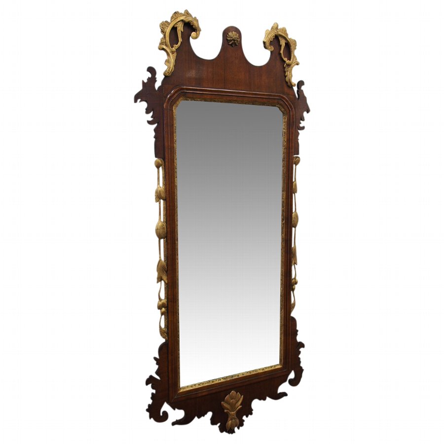 George III Chippendale Style Mahogany Wall Mirror