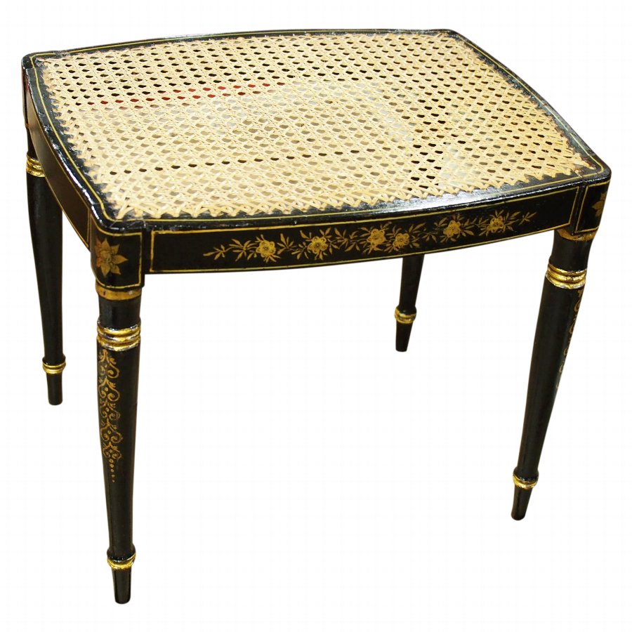 Regency Style Ebonised and Painted Stool