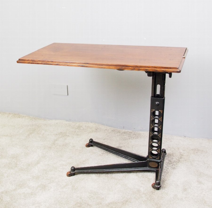 Victorian Oak and Iron Adjustable Reading Table