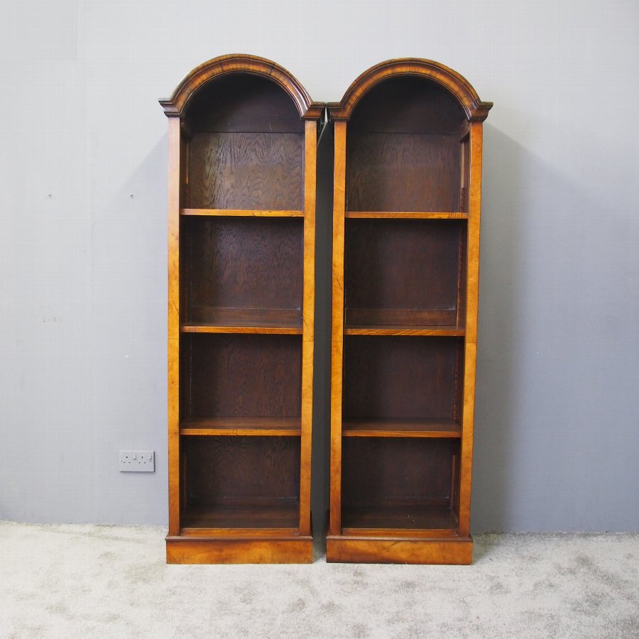 Antique Pair of Tall Walnut Open Bookcases