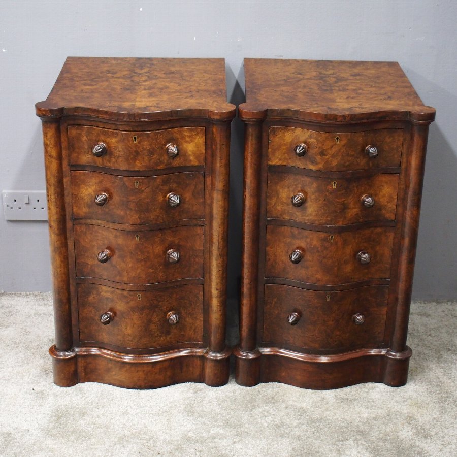 Pair of Victorian Burr Walnut Bedsides or Lockers