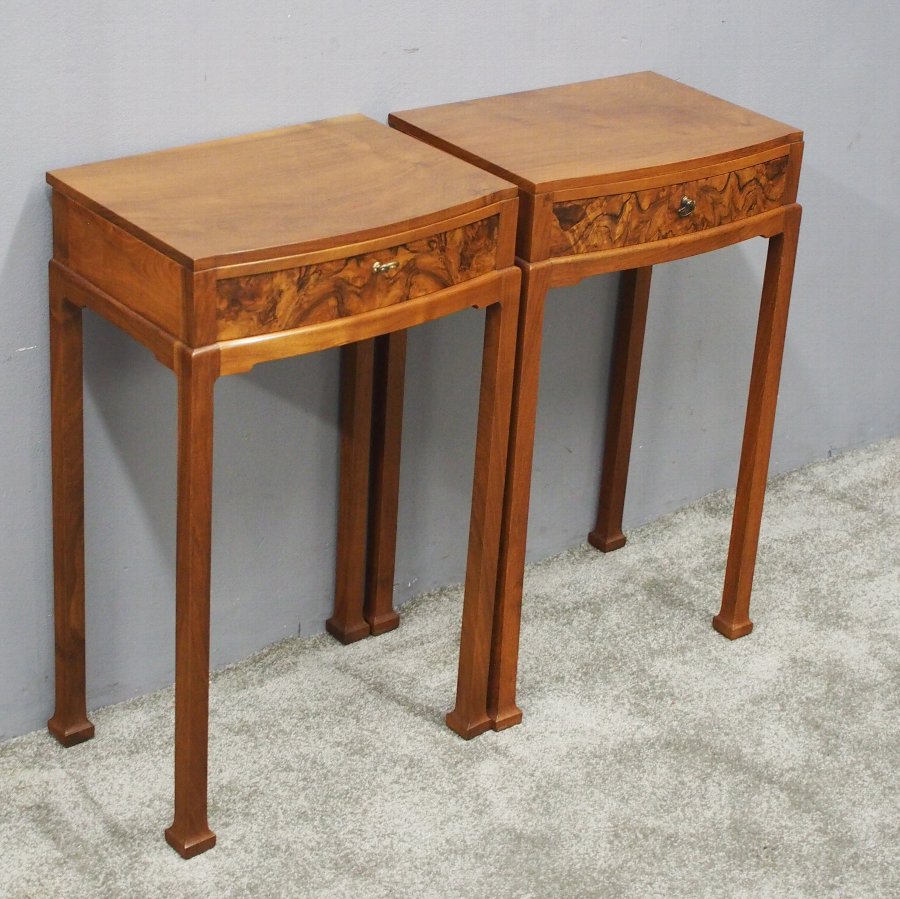 Antique Pair of Walnut Lamp Tables or Side Tables