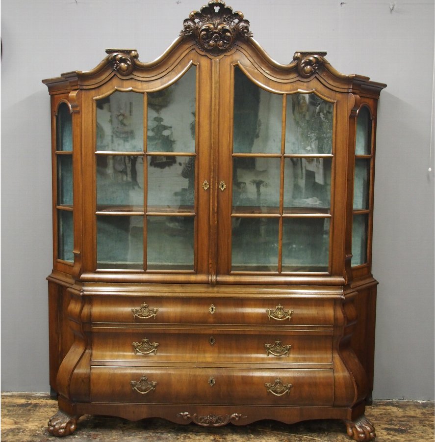 Antique Dutch Victorian Walnut Display Cabinet Antiques Co Uk