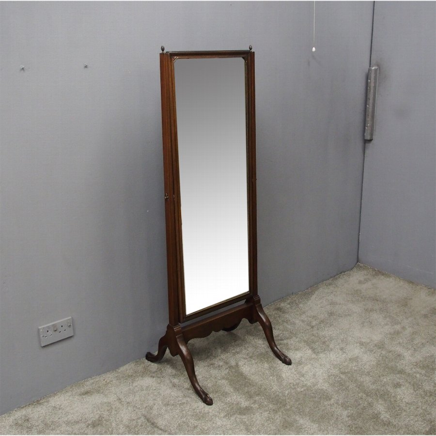 Antique Georgian Style Mahogany Cheval Mirror