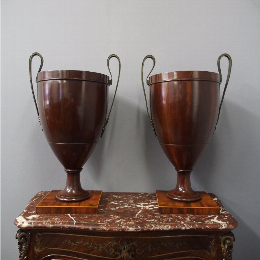 Pair of George III Mahogany Urns