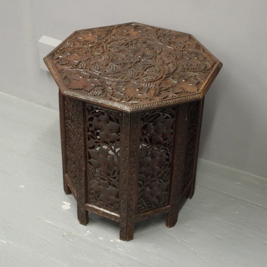 Antique Carved Octagonal Occasional Table