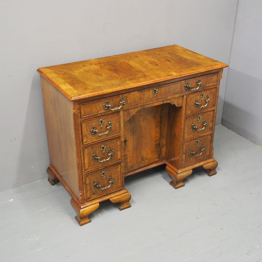 Antique George II Style Walnut Kneehole Desk