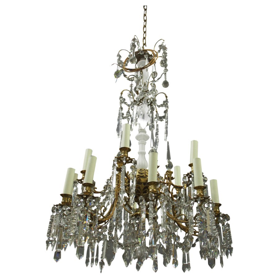 Antique French Ormolu and Crystal Chandelier