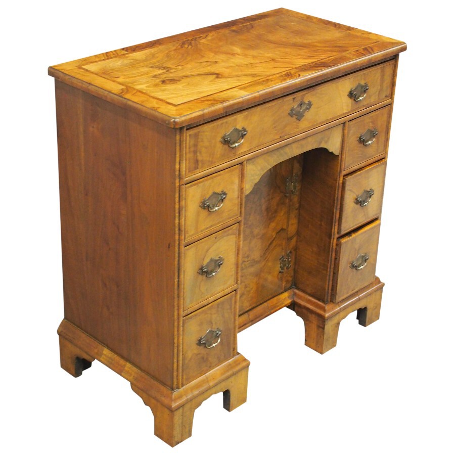 Antique Neat George II Style Walnut Kneehole Desk