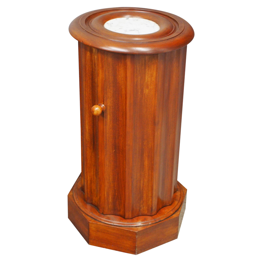 Antique Victorian Marble Top Mahogany Locker / Pedestal